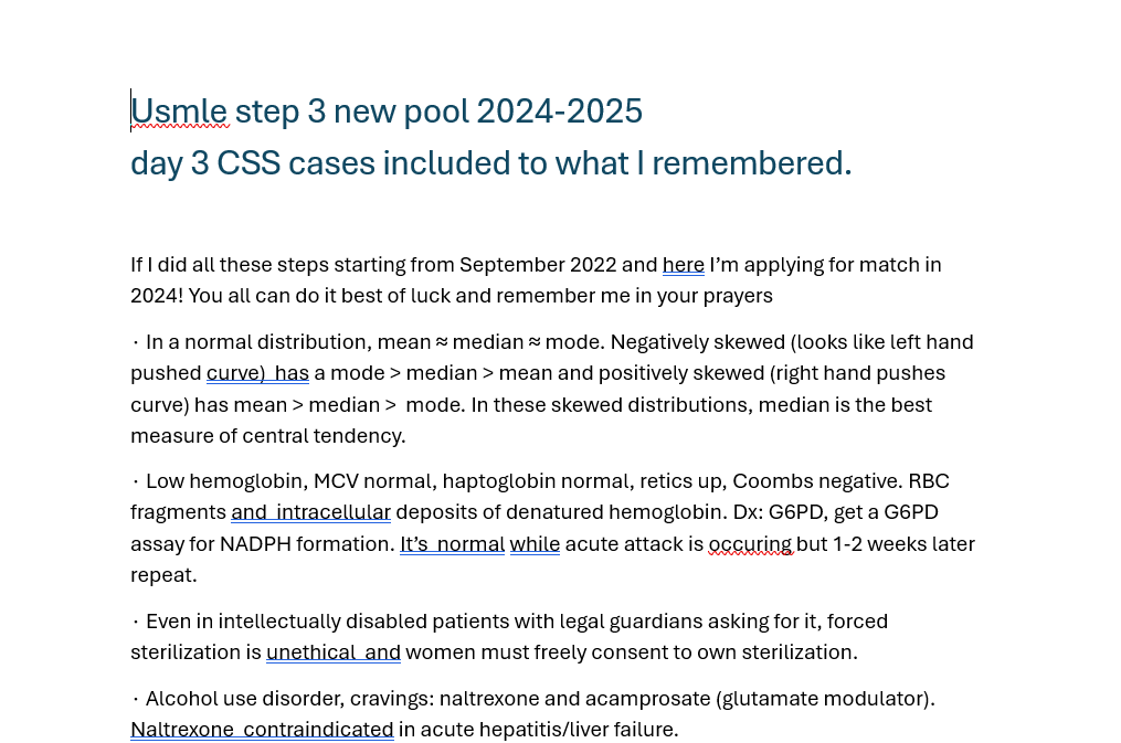 USMLE Step 3 Recalls (New Pool) - Updated for 2024-2025